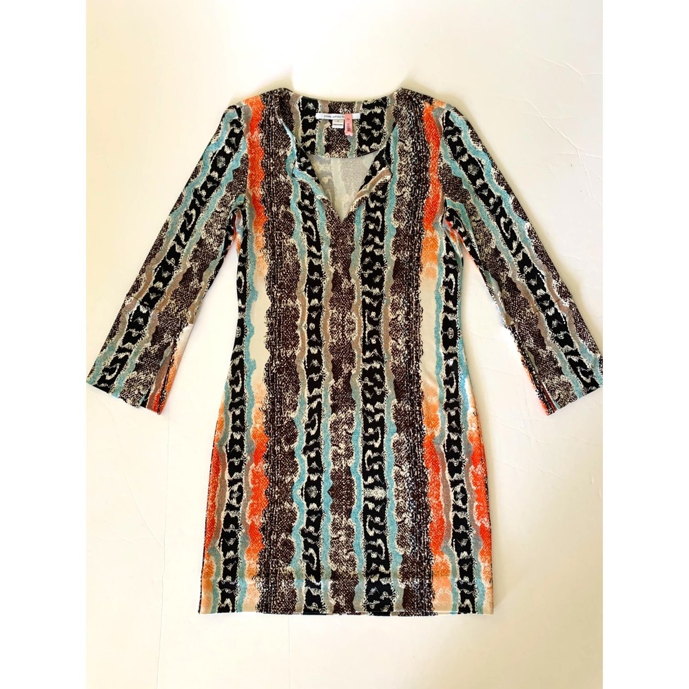 Diane von Furstenberg DVF New Reina Two Silk Jersey Snake Tunic Shift Dress 6 4